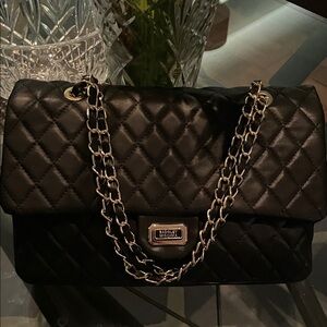 Badgley Mischka Black Quilted Shoulder Bag